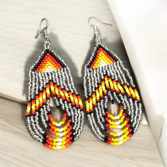 Silver Swoop Beaded earrings