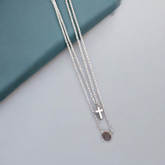 Cross Stainless Steel Necklace Pendants With Long Chain