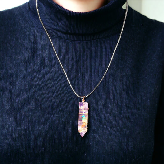 Natural Sword Chakra Unisex Purple Pendant