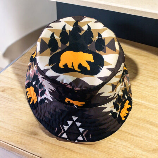 Bear Paw Trail Brown Native Style Bucket Hat