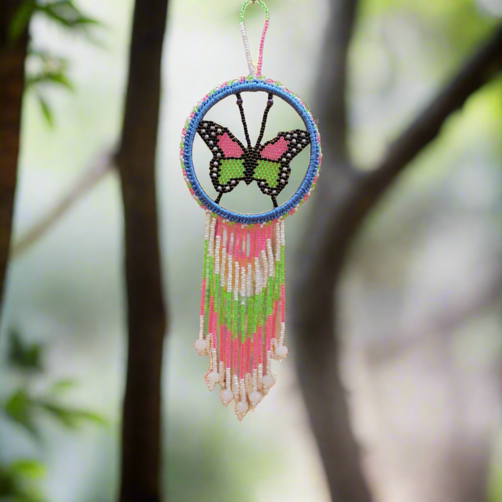 Pink and Green Butterfly Dream Catcher