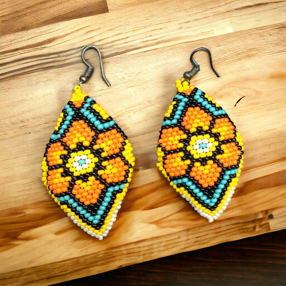 OldTribes™ orange and yellow Navajo Beaded Earring