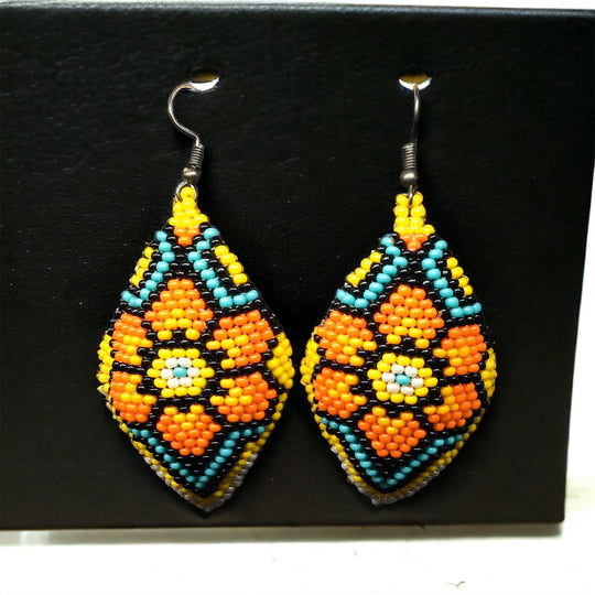 OldTribes™ orange and yellow Navajo Beaded Earring