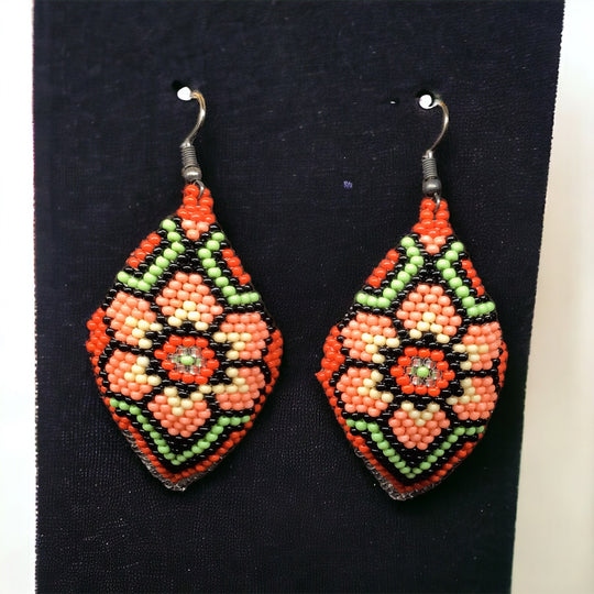 OldTribes™ orange and Red Navajo Beaded Earri