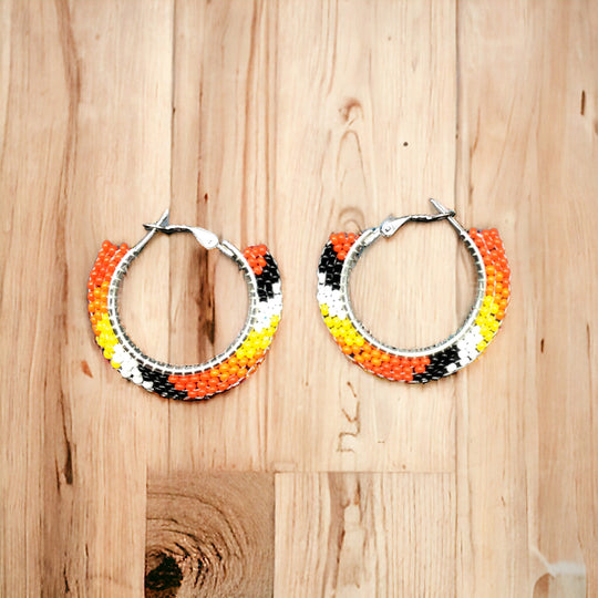 Oldtribes™ Black Beaded Hoop Earrings