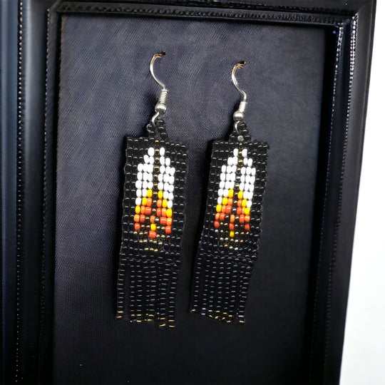 Oldtribes™ Black Beaded Feather Earrings