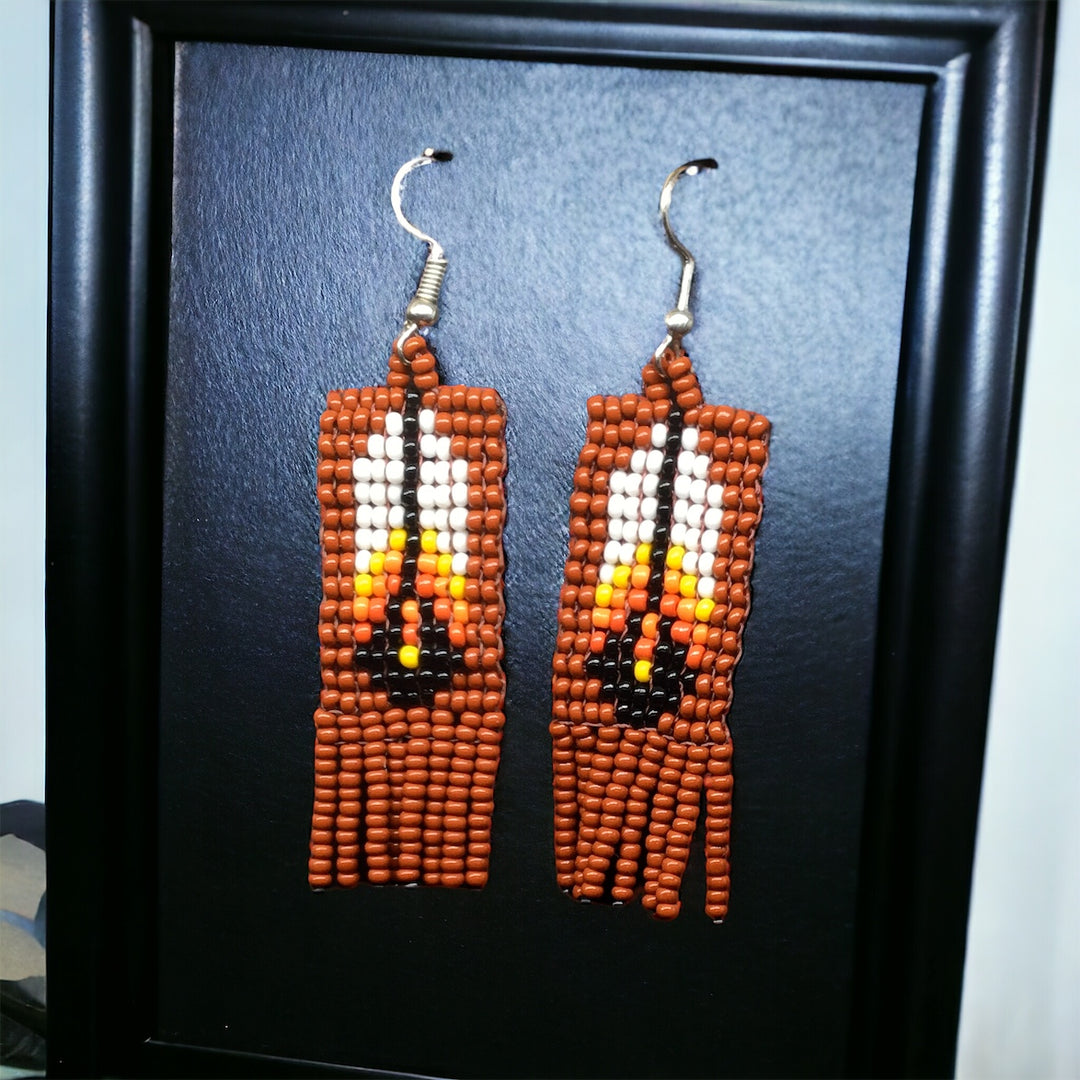 Oldtribes™ Maroon Beaded Feather Earrings