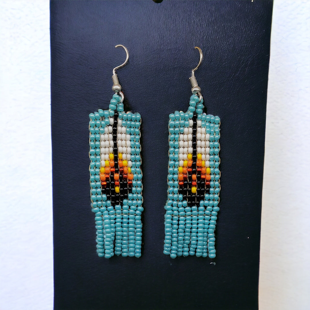 Oldtribes™ Turquoise Beaded Feather Earrings