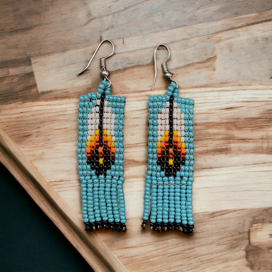 Oldtribes™ Turquoise Beaded Feather Earrings