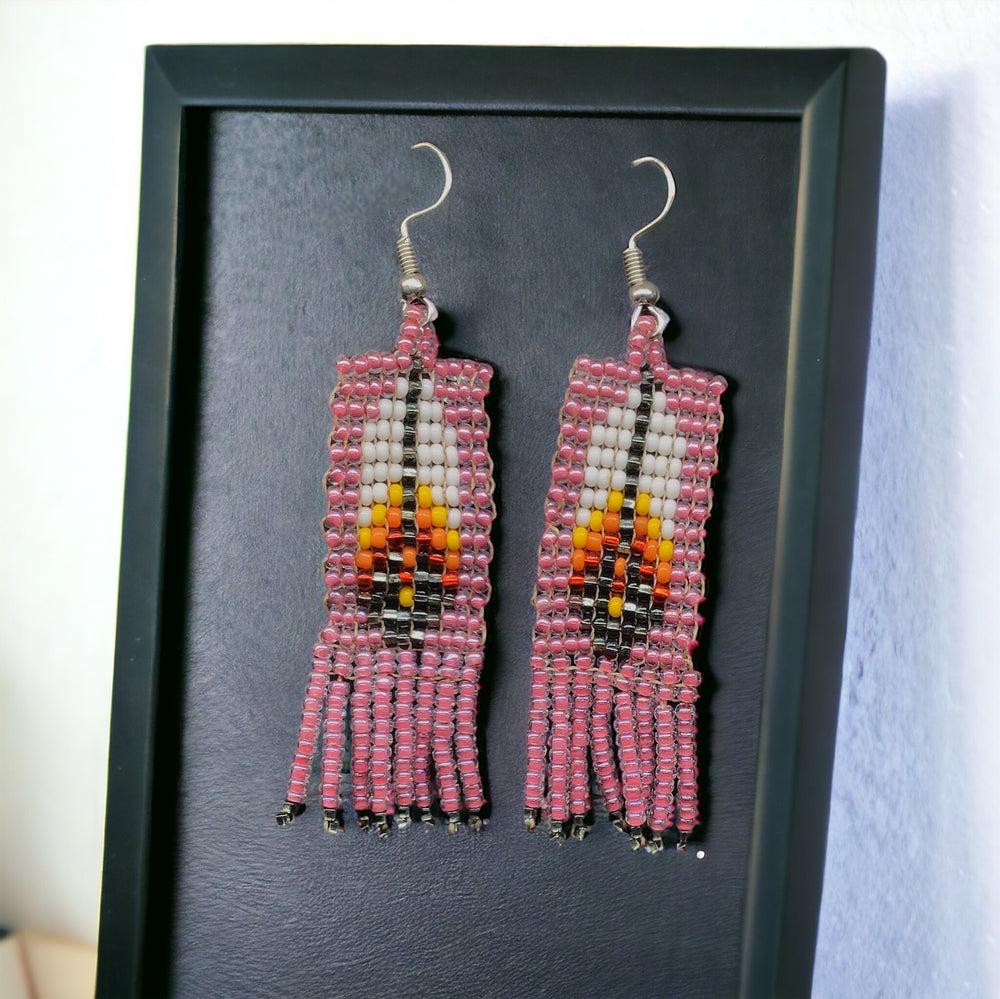 Oldtribes™ light purple Beaded Feather Earrings