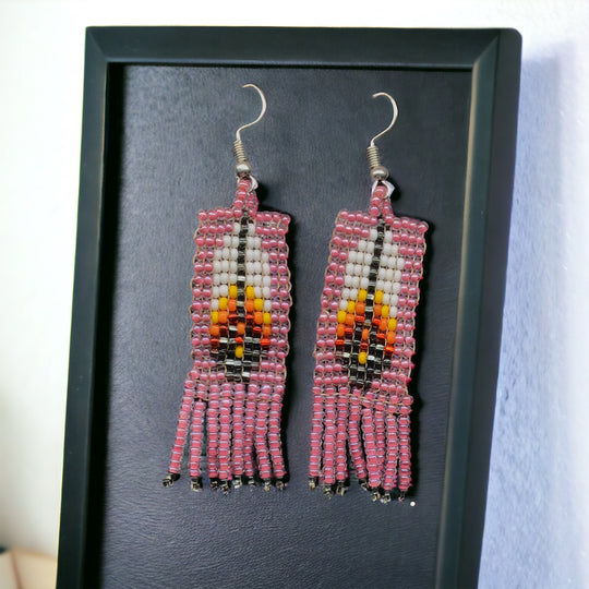 Oldtribes™ light purple Beaded Feather Earrings