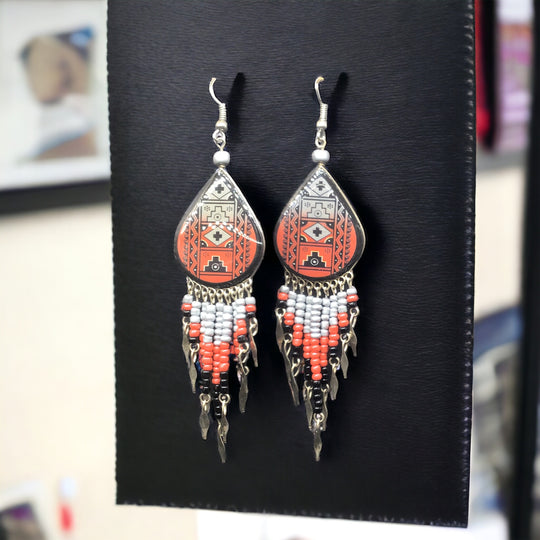 OldTribes™ Southwestern Painted Red and Black Earrings