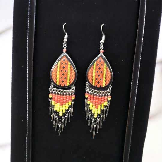 OldTribes™ Southwestern Painted Red and Yellow Earrings