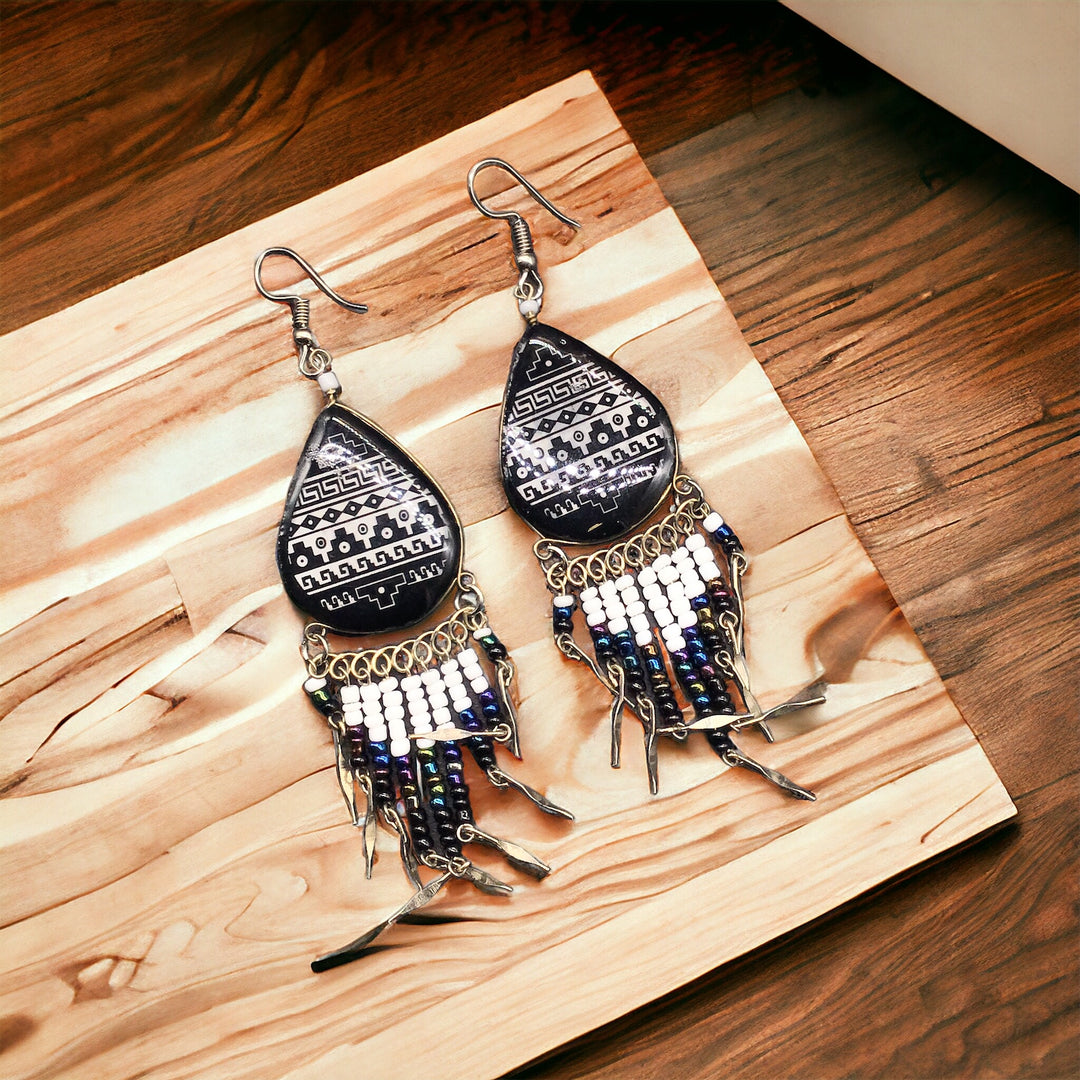 OldTribes™ Southwestern Painted Black Earrings