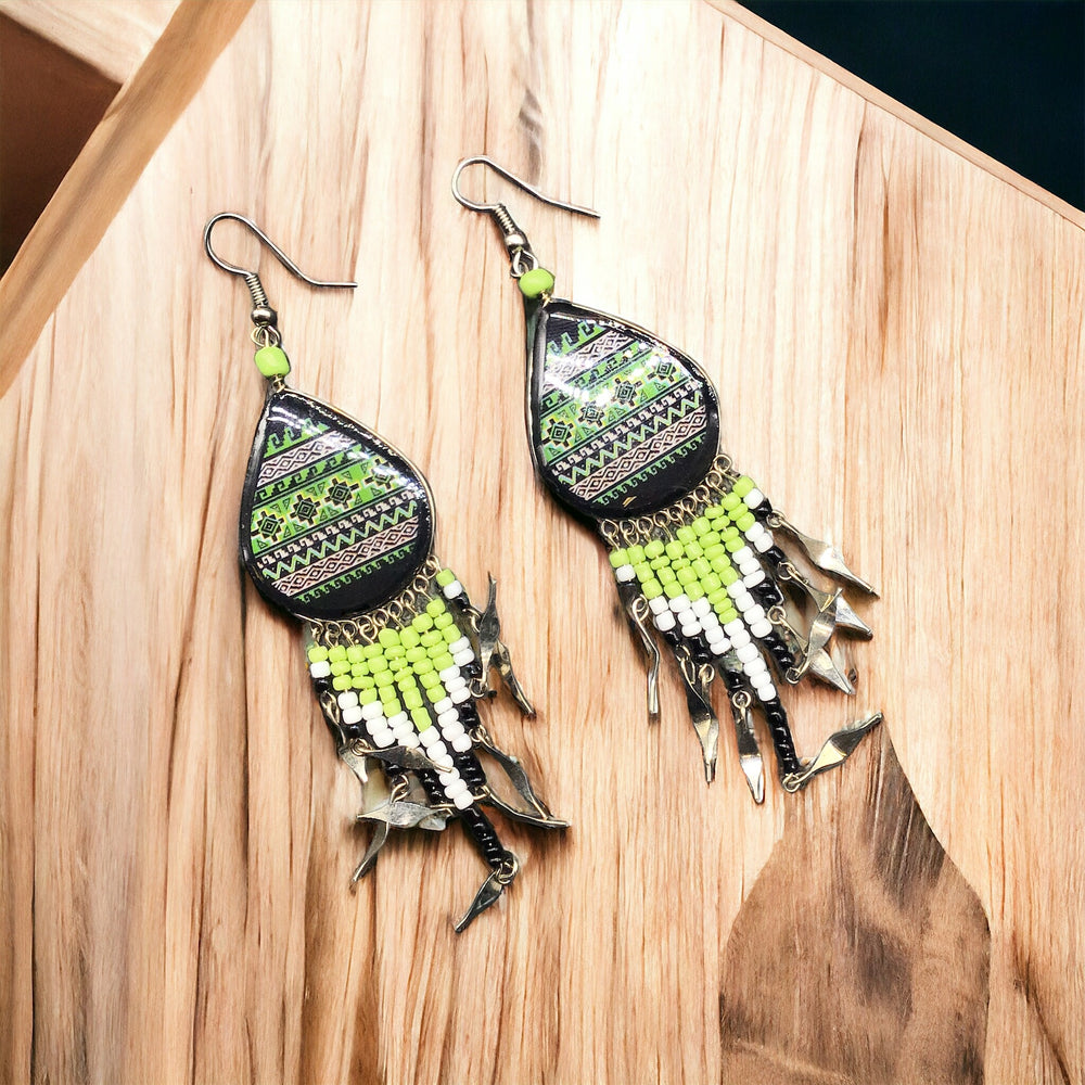 OldTribes™ Southwestern Painted Green Earrings