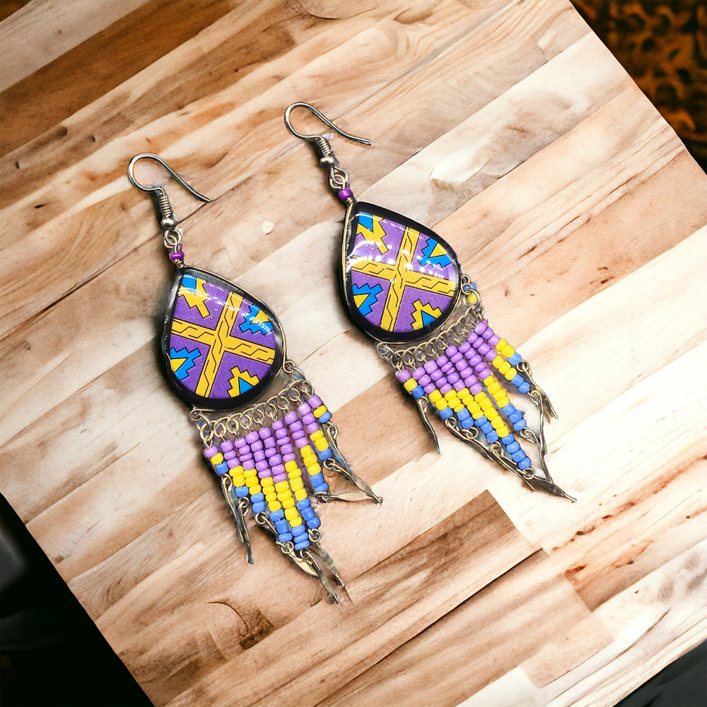 OldTribes™ Southwestern Painted Purple Earrings