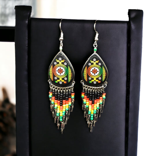 OLDTRIBES™ Southwestern Teardrop Black and Yellow Earrings