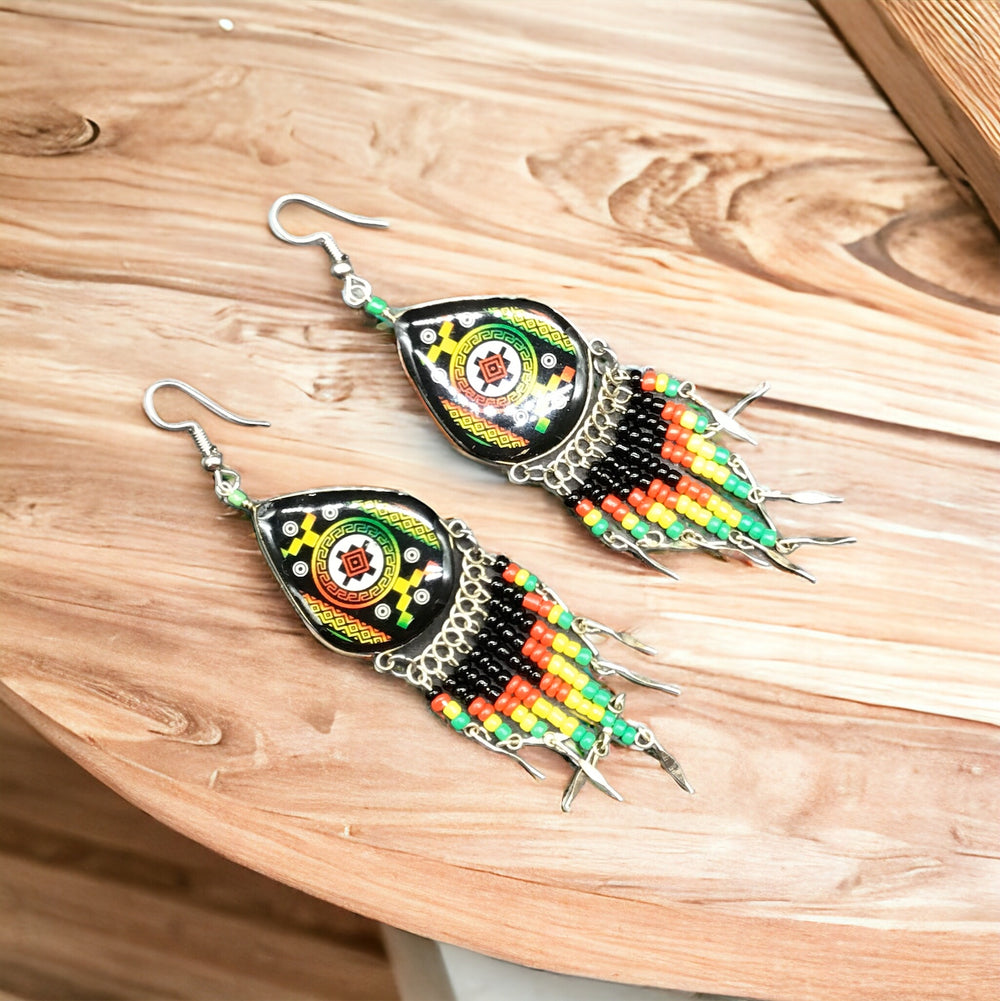 OLDTRIBES™ Southwestern Teardrop Black and Yellow Earrings