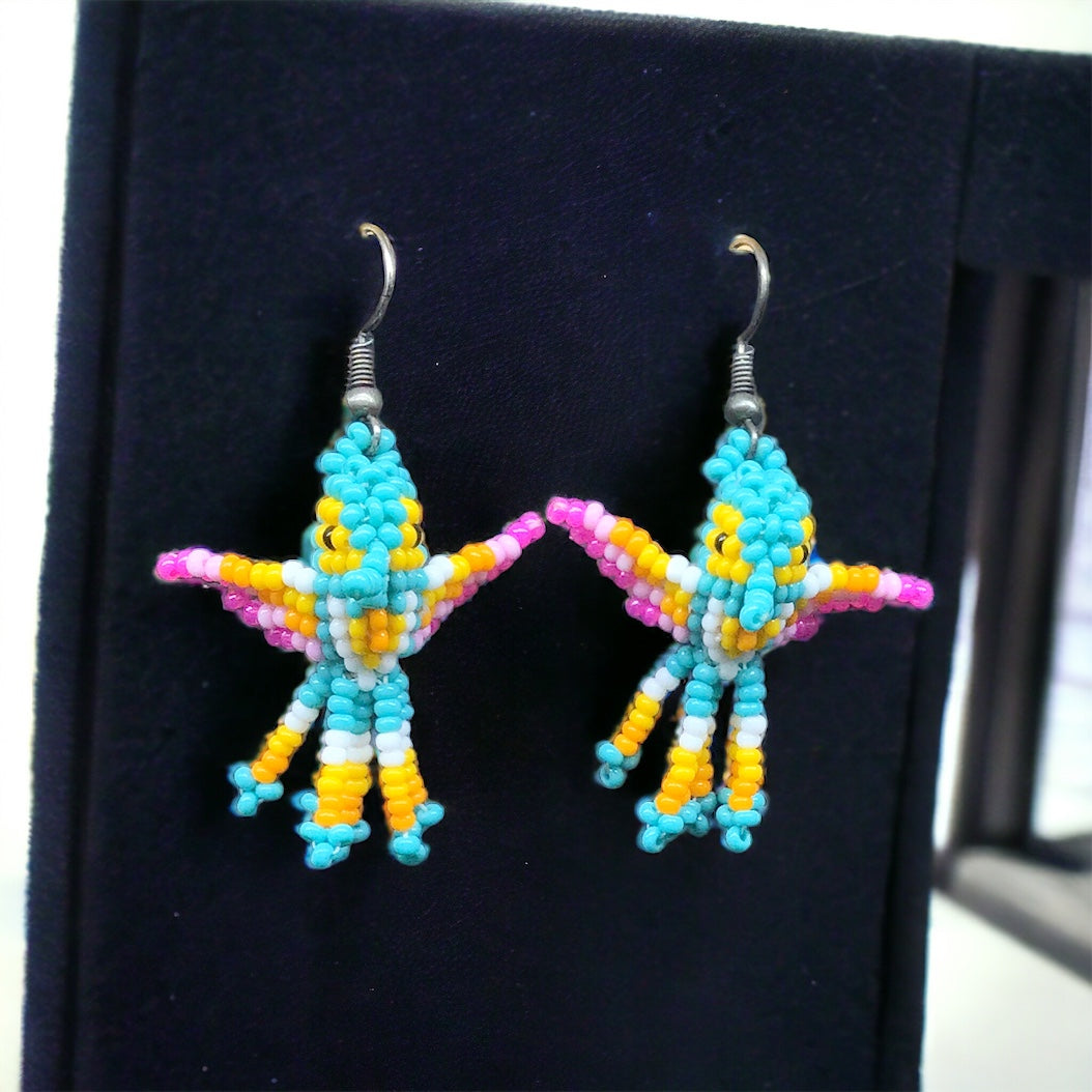 OLDTRIBES™ turquoise Beaded hummingbird earrings