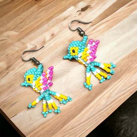 OLDTRIBES™ turquoise Beaded hummingbird earrings