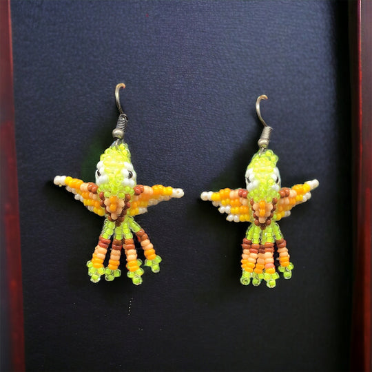 OLDTRIBES™ Neon yellow Beaded hummingbird earrings