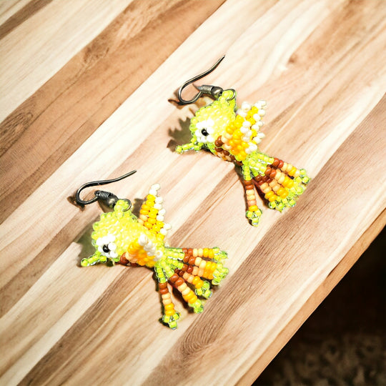 OLDTRIBES™ Neon yellow Beaded hummingbird earrings