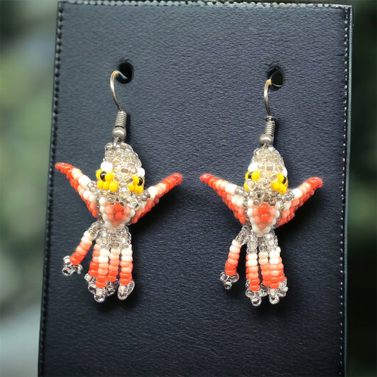 OLDTRIBES™ Silver Beaded hummingbird earrings