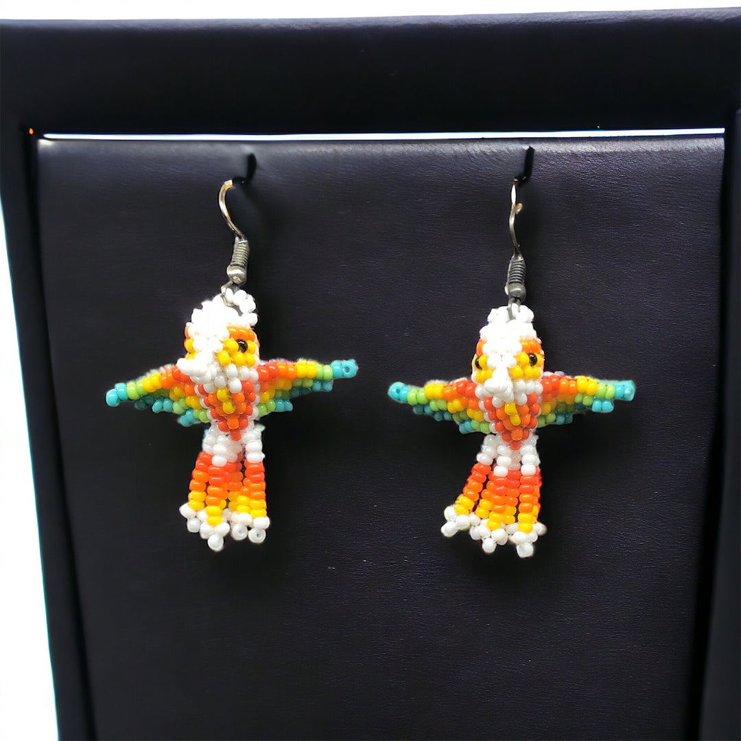 OLDTRIBES™ white Beaded hummingbird earrings