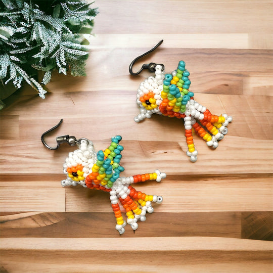 OLDTRIBES™ white Beaded hummingbird earrings