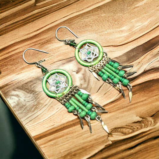 OLDTRIBES™ Green Dreamcatcher earrings