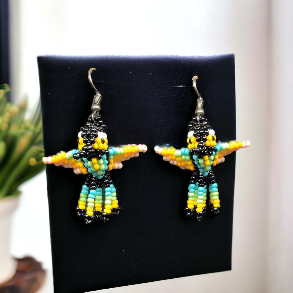 OLDTRIBES™ Black Beaded hummingbird earrings