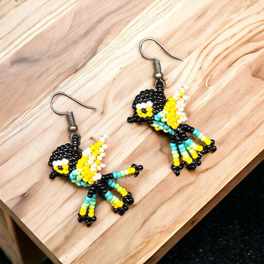 OLDTRIBES™ Black Beaded hummingbird earrings