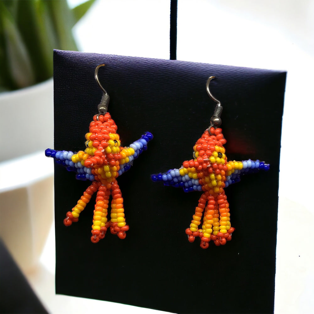 OLDTRIBES™ Red Beaded hummingbird earrings