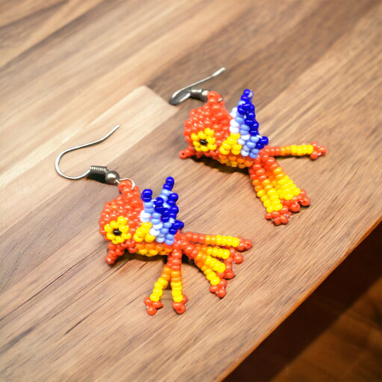 OLDTRIBES™ Red Beaded hummingbird earrings