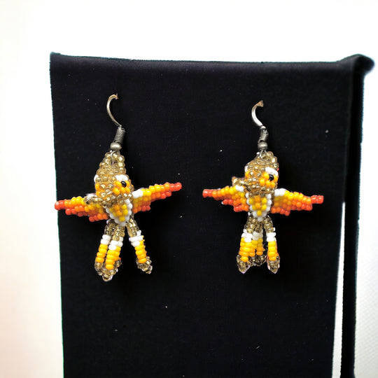 OLDTRIBES™ Gold yellow Beaded hummingbird earrings