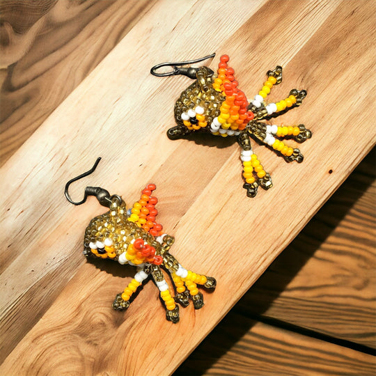 OLDTRIBES™ Gold yellow Beaded hummingbird earrings