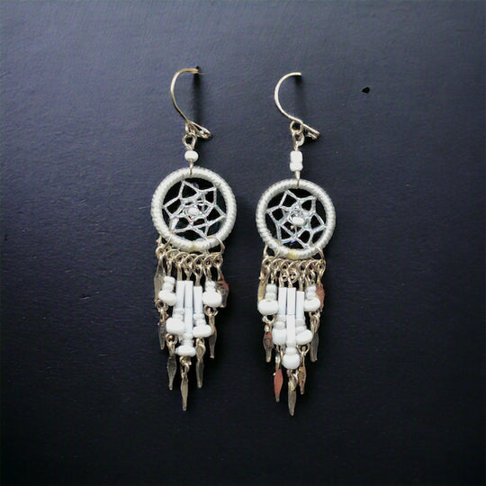 OLDTRIBES™ White Dreamcatcher earrings