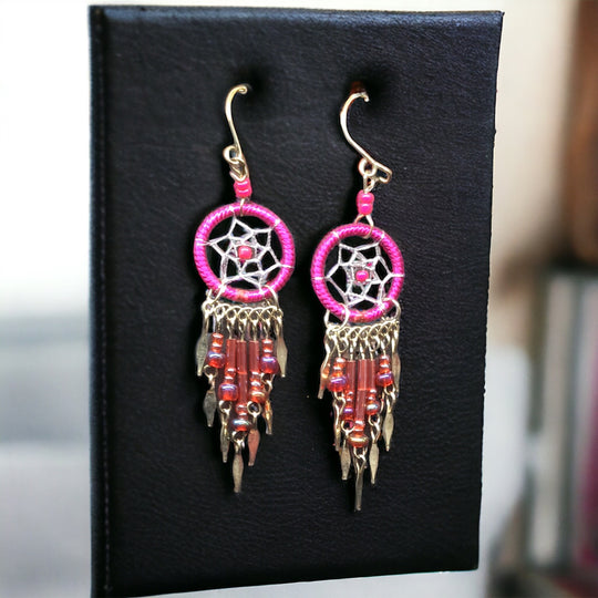 OLDTRIBES™ fuscia pink Dreamcatcher earrings