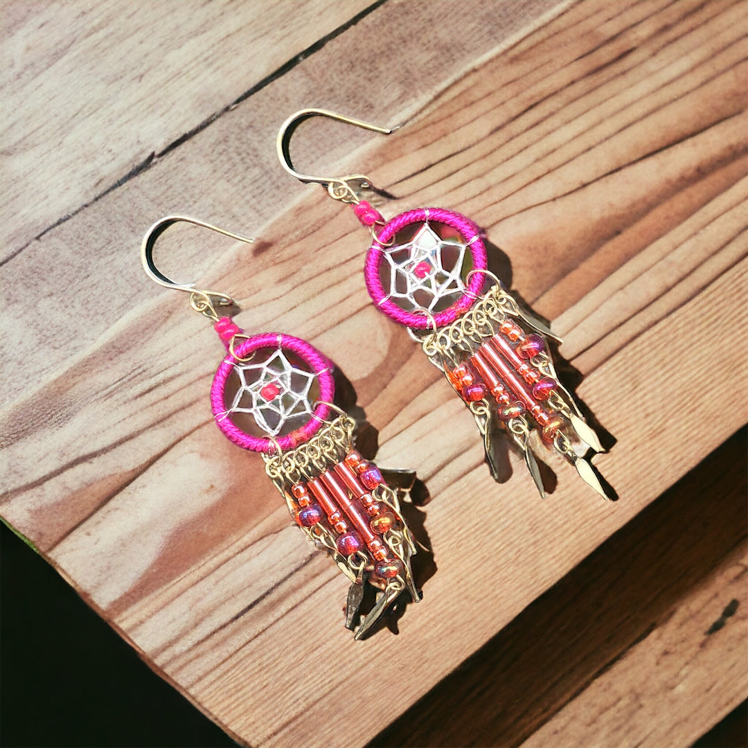 OLDTRIBES™ fuscia pink Dreamcatcher earrings