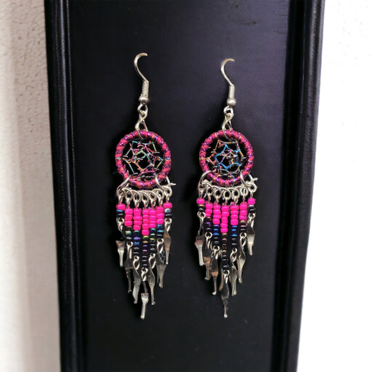 OLDTRIBES™ Pink and blue Dreamcatcher earrings