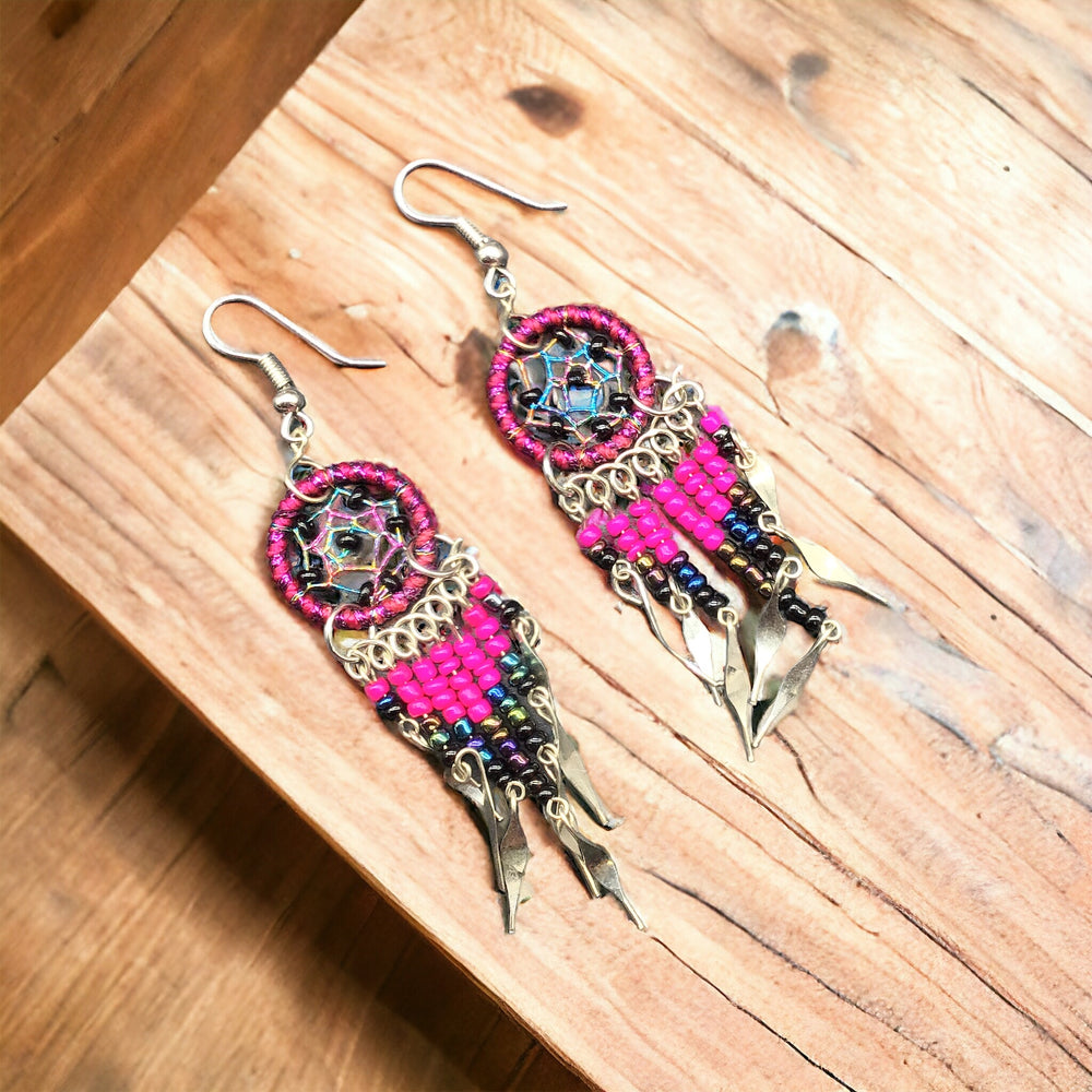 OLDTRIBES™ Pink and blue Dreamcatcher earrings