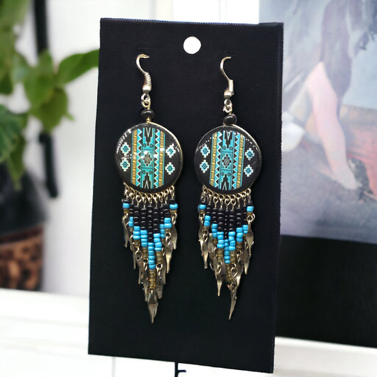 OldTribes™ Southwestern Round Bluish Green Earrings