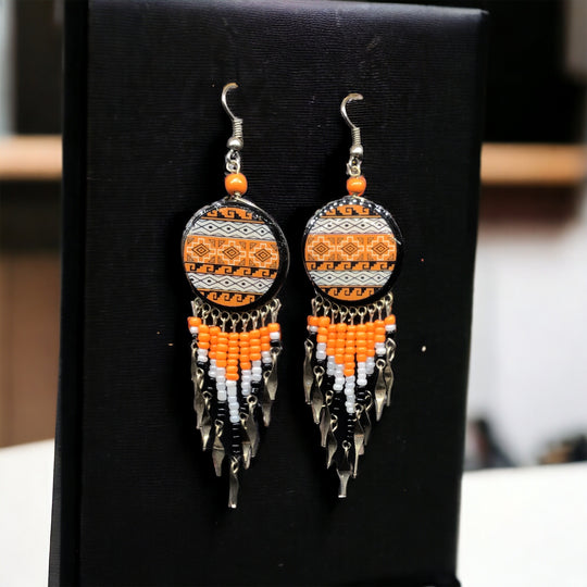 OldTribes™ Southwestern Round Orange Earrings