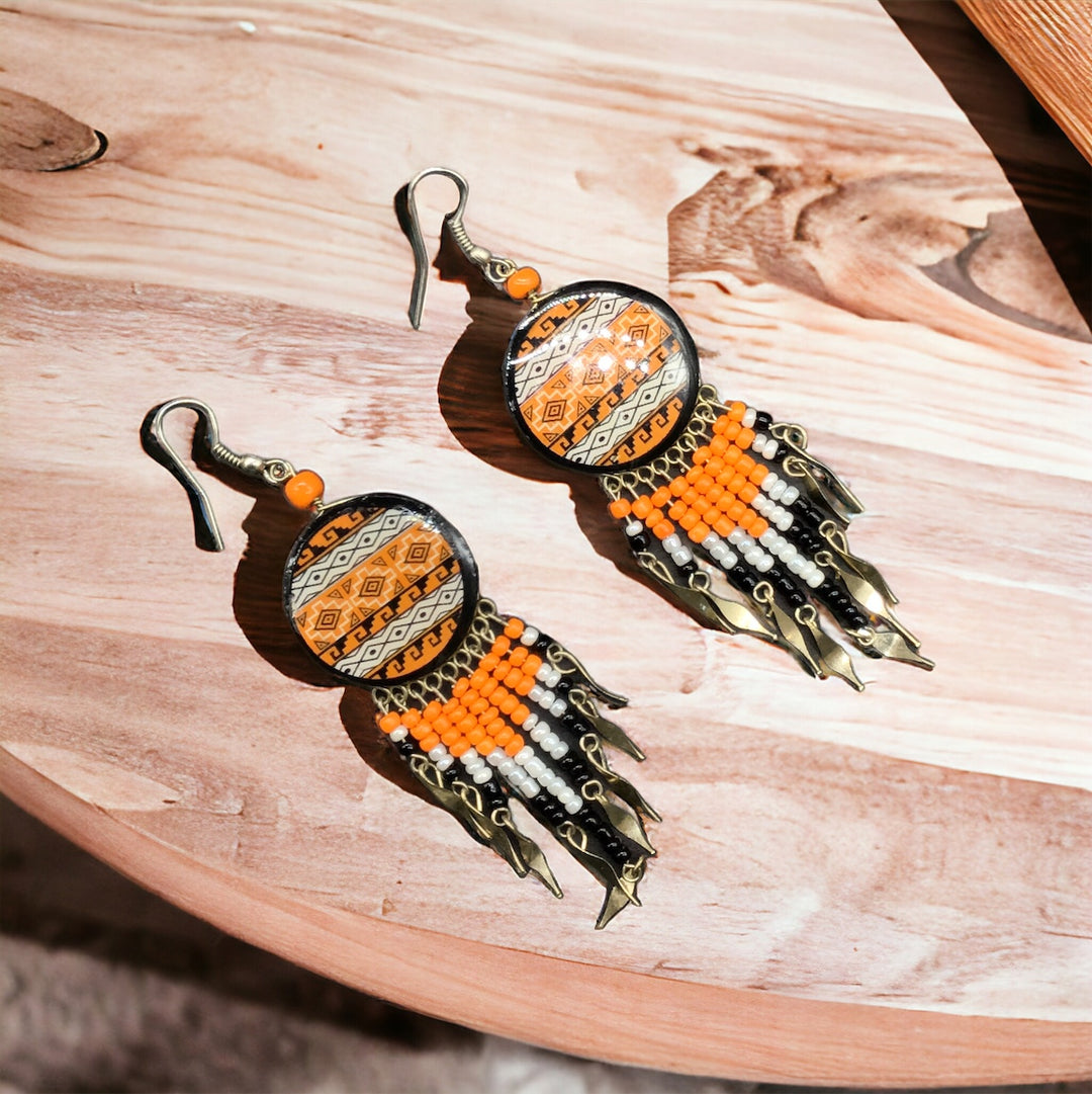 OldTribes™ Southwestern Round Orange Earrings