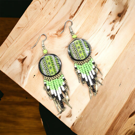 OldTribes™ Southwestern Round Green Earrings