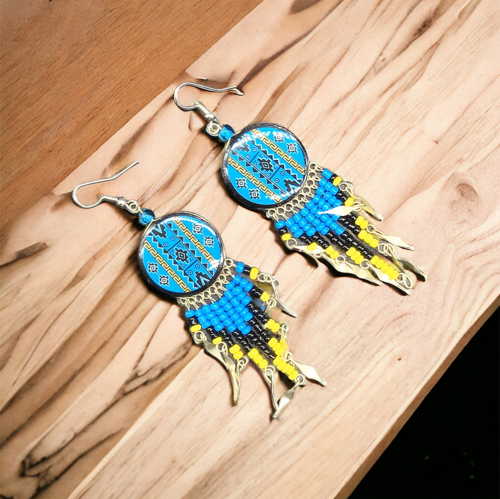 OldTribes™ Southwestern Round Blue Earrings