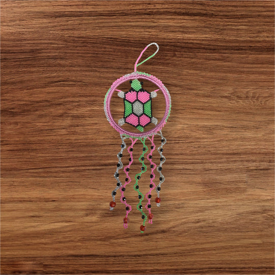 Pink and Green Beaded Turtle Ornament