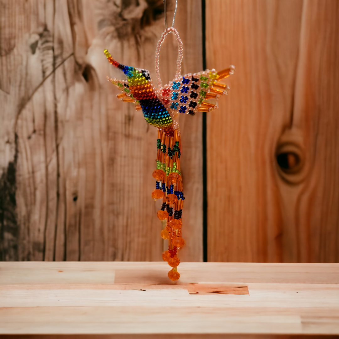 Peach Beaded Humming Bird