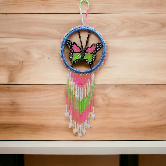 Pink and Green Butterfly Dream Catcher