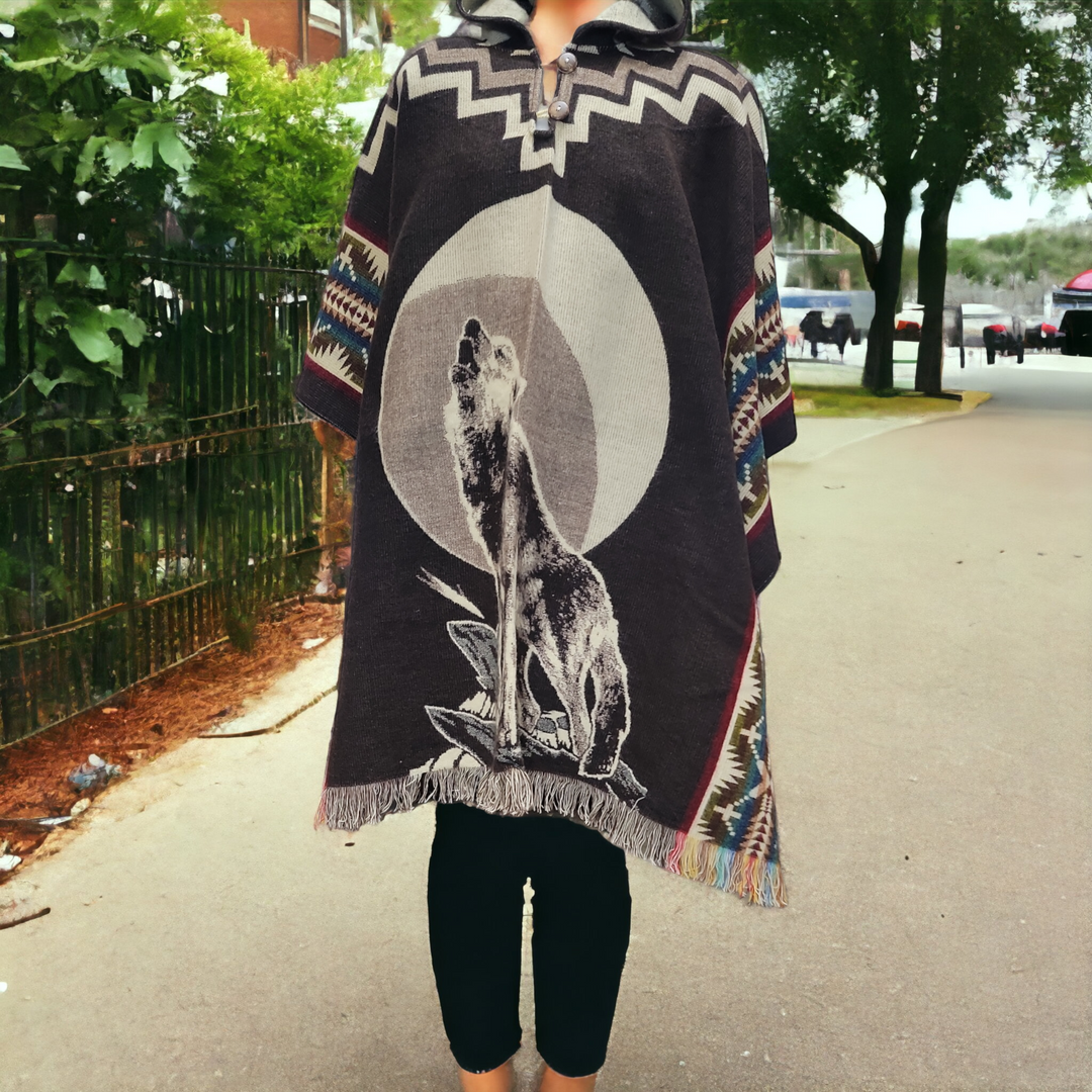 Wolf Moon - Handmade Poncho